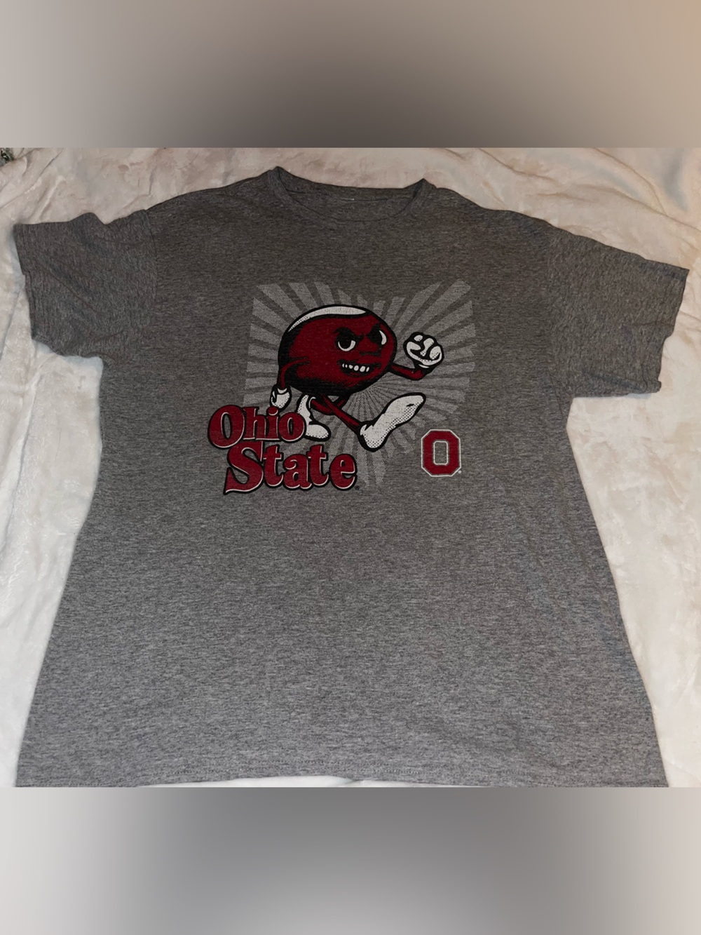 Ohio State Gray Short Sleeve Tee with Vintage Mascot Graphic